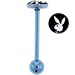 Playboy Baby Blue Titanium Silver Rabbit Head Foil Barbell