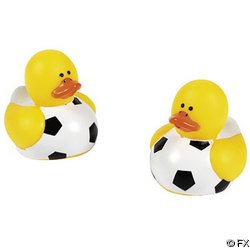 Two Dozen (24pc) Soccer Rubber Duck Party Favors