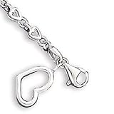Sterling Silver Solid Fancy Heart Link Anklet - 10 Inch - Lobster Claw - JewelryWeb