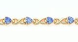7.20ct total weight trillion cut blue topaz 7  bracelet set in 14kt gold.