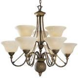 Progress Lighting P4121-86 9-Light Savannah Chandelier, Burnished Chestnut