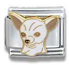 Clearly Charming Chihuahua/White Dog Breed Canine Collection Italian Charm 18k Gold by Casa D'Oro