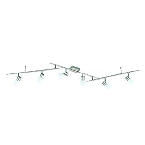 Trio Halogen Schiene mit 2 Gelenken Nickel matt Glas opal matt Länge 150 cm Glas Ø 6 cm Trio Halogen Schiene mit 2 Gelenken Nickel matt Glas opal matt Länge 150 cm Glas Ø 6 cm