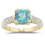 0.08 Cts Diamond & 1.50 Cts Apatite Ring in 14K Yellow Gold-8.5