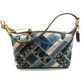 Coach Denim Signature Patchwork Top Handle Pouch