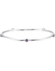 Genuine Amethyst Bangle Bracelet Sterling Silver/Rhodium Plated Sterling Silver 68111