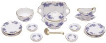 Dollhouse Miniature 15-Pc. Blue Floral Dinner Set