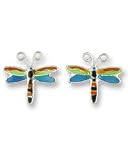 Jungle Dragonfly Enameled Sterling Silver Post Earrings