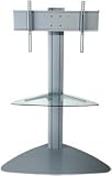 Flat Panel Tv Floor Stand with 1 Clear Glass Shelf - Silver