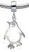 Lovely silver Penguine with crystal eye charm - fits pandora & troll bracelets - hand polished and h