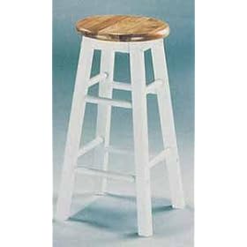 White and Natural Wood Stool Pair 