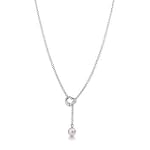 Tiffany Style Pearl Drop Sterling Silver Heart Lariat Necklace