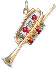 Trumpet, 14K Gold Charm