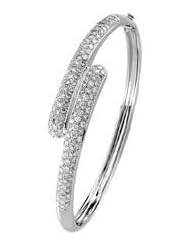 Jewelplus 3 ct tw Pave Diamond Bangle Bracelet 14K White 3 Cttw