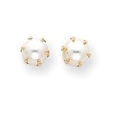 14k 6-Prong Cultured Pearl Earrings - Measures 5x5mm