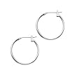 14KT White Gold 1.5mm 11/16 Inch Hoop Earrings