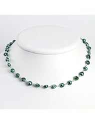 Sterling Silver Green Cultured Pearl Necklace - QH2688-16"