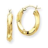 14k 4mm Polished Twisted Oval Hoop Earrings
