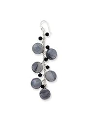 Sterling Silver Gray Mother of pearl and Black Quartz Earrings QE2190"