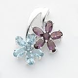 Sterling Silver Blue & Purple CZ (Cubic Zirconia) Floral Pendant