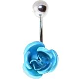 SINGLE Aquamarine ROSE Belly Button Ring