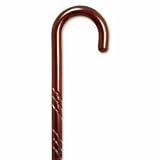 Carved wood Cane - Rosewood color. This traditional walking cane can be used in either right or left hand. This cane is also known as hospital cane. It is made in solid wood, weight capacity 250 pounds, height 36-37 inches.