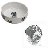 German Wire-haired Pointer Paw Print Bowl, Porcelain by Rosalinde (7 in. x 2.5 in. deep)