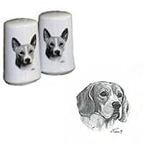 Beagle Small Salt and Pepper Shakers, Porcelain by Rosalinde (3')