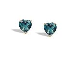 14K Yellow Gold Heart Created Alexandrite Stud Earrings