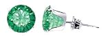 5 MM Round Emerald Cubic Zirconia .925 Sterling Silver Post Friction Back Stud Earrings