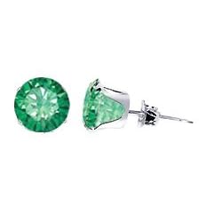 Buy 5 MM Round Emerald Cubic Zirconia .925 Sterling Silver Post Friction Back Stud Earrings by Gem Avenue