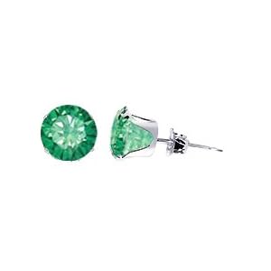 Buy 5 MM Round Emerald Cubic Zirconia .925 Sterling Silver Post Friction Back Stud Earrings by Gem Avenue