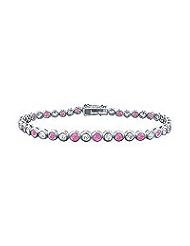 Pink Sapphire and Diamond Tennis Bracelet : Platinum â€" 2.00 CT TGW