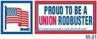 10 "Proud To Be A Union Rodbuster" Hardhat Stickers T-36