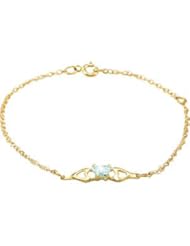14K Yellow Butterfly Cz Birthstone Bracelet With Box Mar Chain Bracelet With Box