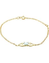 Bfly Cz Birthstone Bracelet W/Box 14K Yellow March 19800