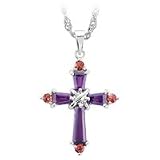 Ladies' Amethyst & Pink Tourmaline Cross Pendant