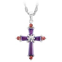 Ladies' Amethyst and Pink Tourmaline Cross Pendant by Fred Meyer Jewelers