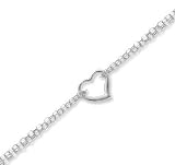 14k White Gold Fine Heart Link Elegant Ankle Bracelet
