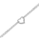 14k White Gold Fine Heart Link Elegant Ankle Bracelet