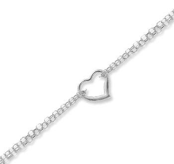 14k White Gold Fine Heart Link Elegant Ankle Bracelet