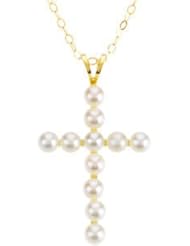 Youth Pearl Necklace Pendant With 15.00 Chain 14K Gold Yellow 19695
