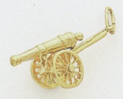 14kt Yellow Solid Gold Cannon Charm -A0723