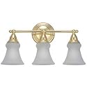 Sea Gull Lighting 40025-02 Three-Light Polished Brass Wall and Bath Fixture, Polished Brass Finish with Satin Etched Glass