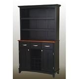 Black Buffet w/ Open Hutch & Cottage Oak Wood Top (Black) (71.5H x 44W x 16.5D)