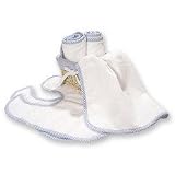 Trend Lab 7 Piece Basket Set, 2 Bibs and 3 Burp Cloths in Terry Velour - Blue Seersucker Trimmed