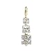 18kt Gold over Sterling Silver 3 Stone Style Square White CZ Pendant - Past Present Future