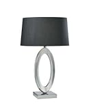 George Kovacs Black Linen Drum Shade Chrome Oval Table Lamp