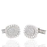 Sterling Silver with CZ Cable Border Cuff Links