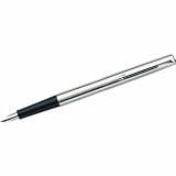 Parker Jotter stainless steel fountain pen for use with ink cartridges or convertible to bottled ink, EACH
